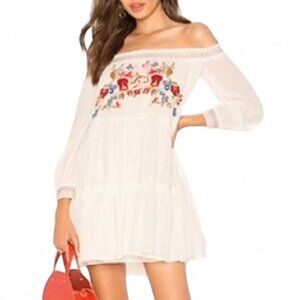 Free People Sunbeams Women's Floral Embroidered Off The Shoulder Mini Dress, siz